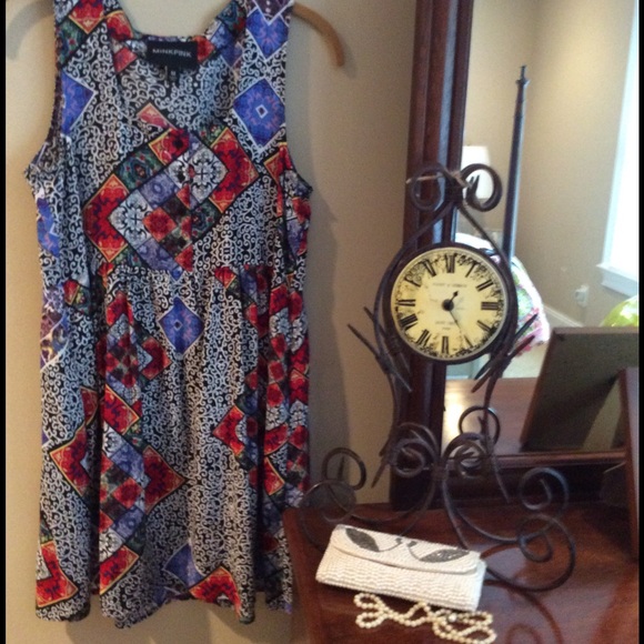 MINKPINK Red and Blue Pleated Mini Sundress - Picture 2 of 4